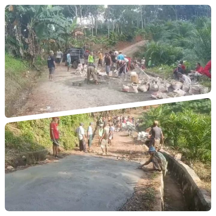 Lama Tak Tersentuh, Warga Gedung Jaya Way Kanan Swadaya Cor Jalan Demi Keselamatan