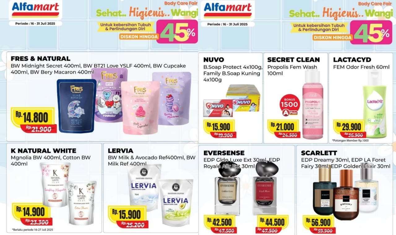 Body Care Fair Alfamart, Dapatkan Sabun Mandi Cair Hingga Parfum Dengan Diskon Hingga 45 Persen! Ini Produknya