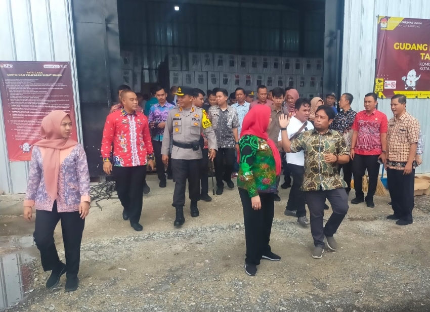 Cek Gudang Logistik KPU Bandar Lampung , Ini Dukungan Kapolresta dan Walikota Bandar Lampung  
