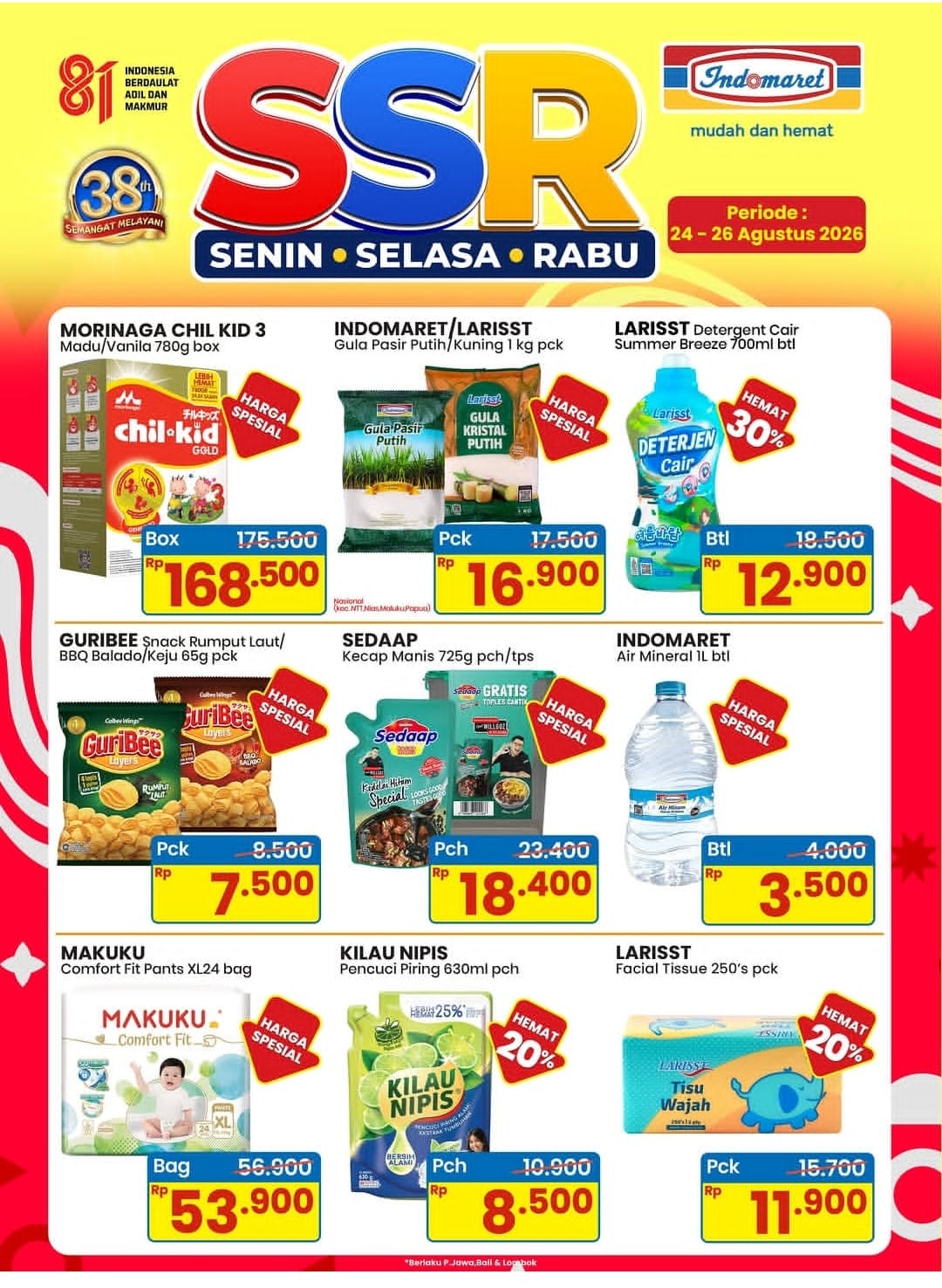 Ini Daftar Lengkap Promo Indomaret SSR 24–26 Agustus 2026, Ada Diskon 30 Persen Deterjen Cair