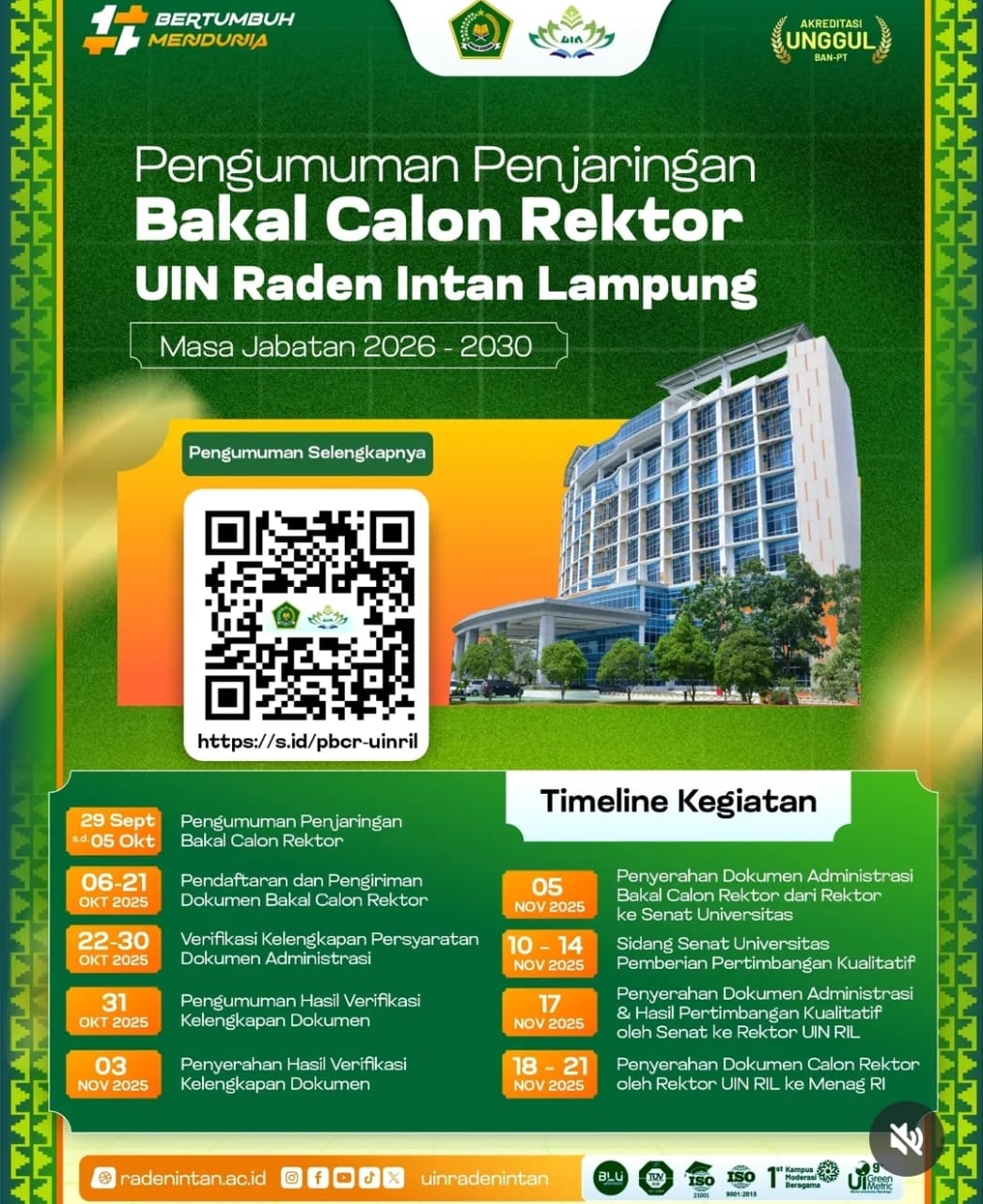 3 Hari Pendaftaran dan Pengiriman Dokumen Dimulai, Bakal Calon Rektor UIN RIL 2026-2030 Masih Nihil
