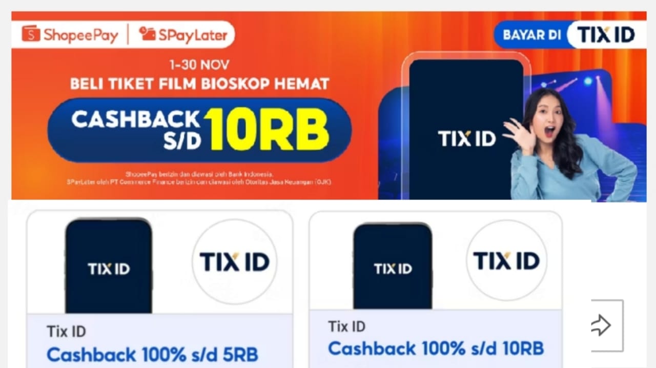 Beli Tiket Nonton Dengan ShopeePay, Dapatkan Cashback Hingga 100 Persen