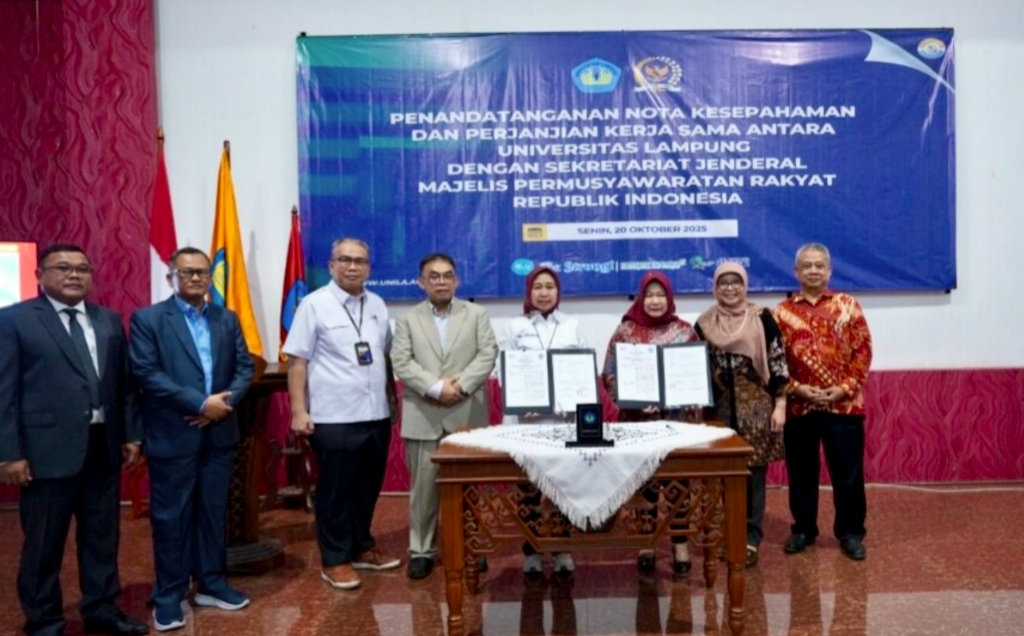 Perkuat Sinergi Antara Dunia Akademik dan Lembaga Negara, Unila - Sekjen MPR RI Teken MOU 