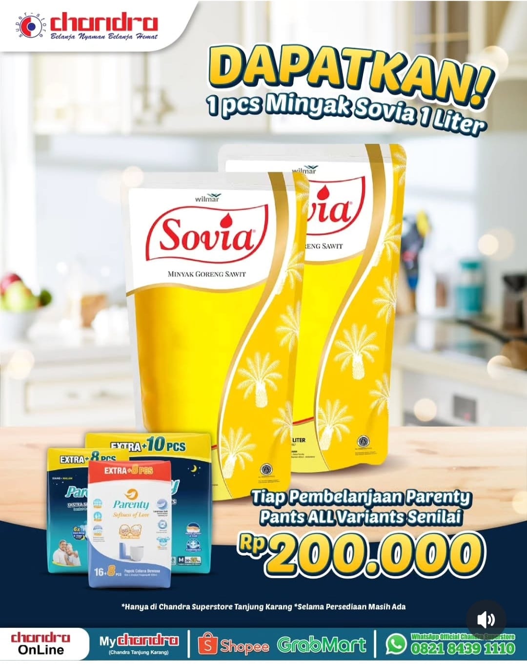 Bunda Happy Anak Bahagia, Belanja Diaper Parenty di Chandra Superstore Gratis Minyak Goreng