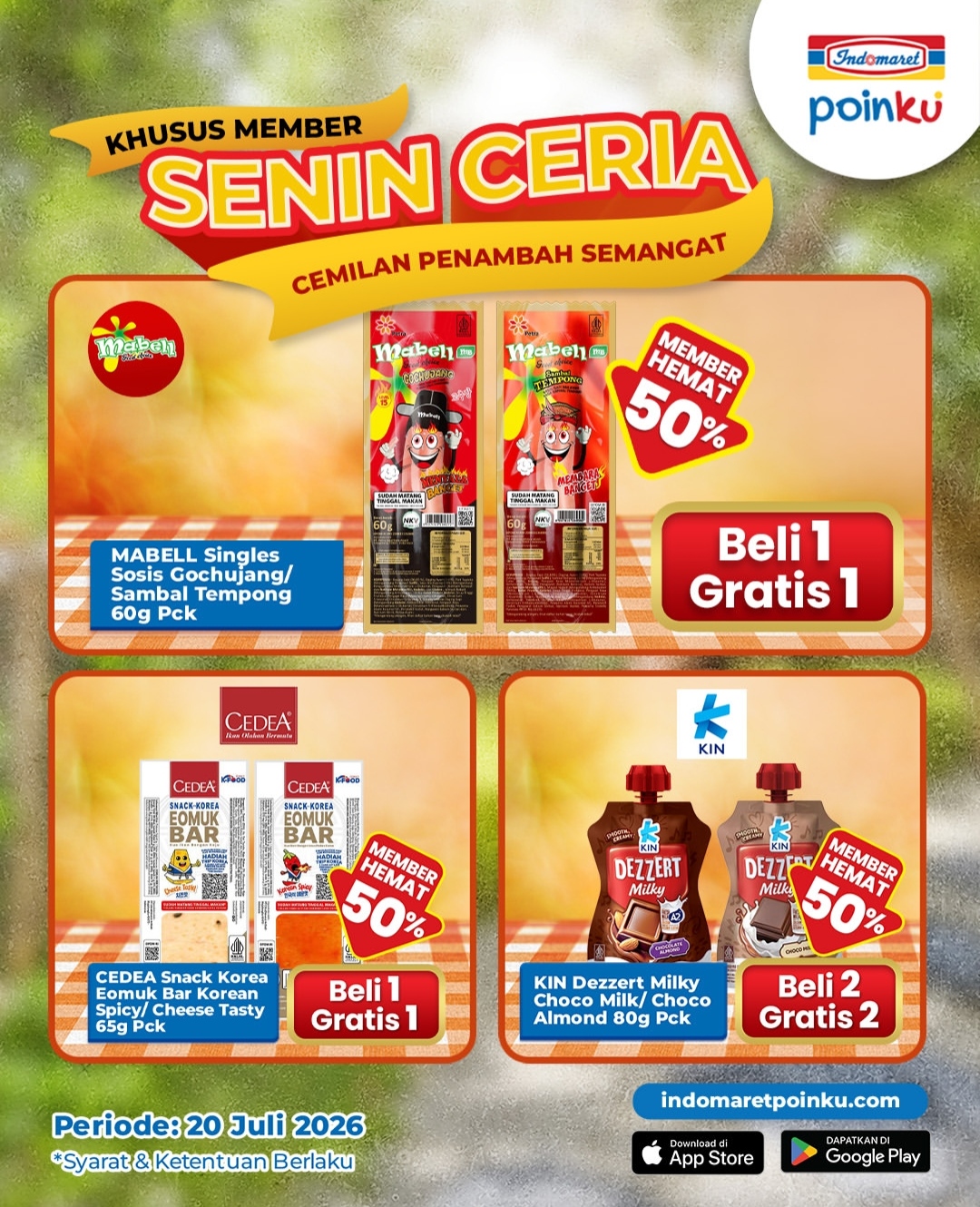 Senin Ceria Bersama Indomaret, Dapatkan Camilan Penambah Semangat 