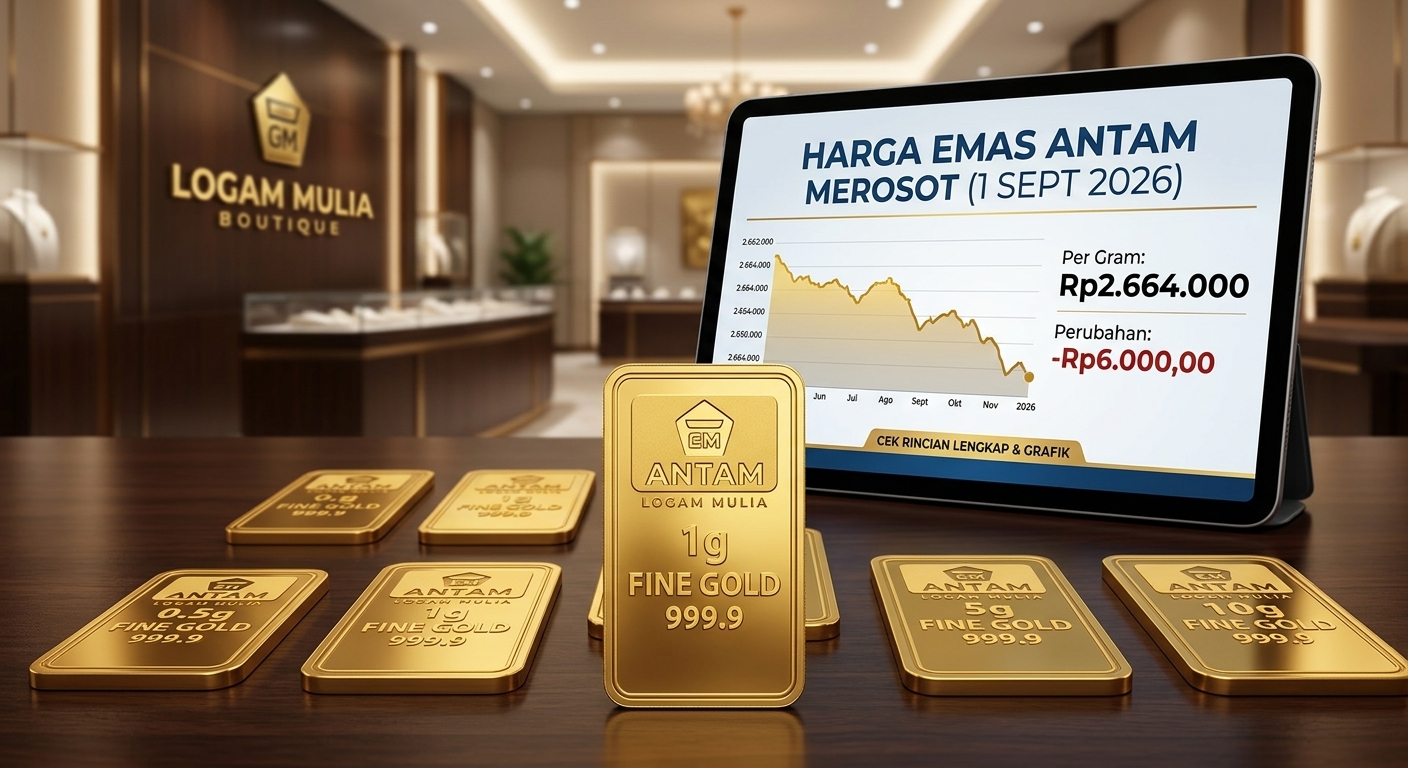 Rincian Harga Emas Batangan Antam Merosot ke Rp2.664.000 per Gram, Cek Penurunan Terbaru Hari Ini