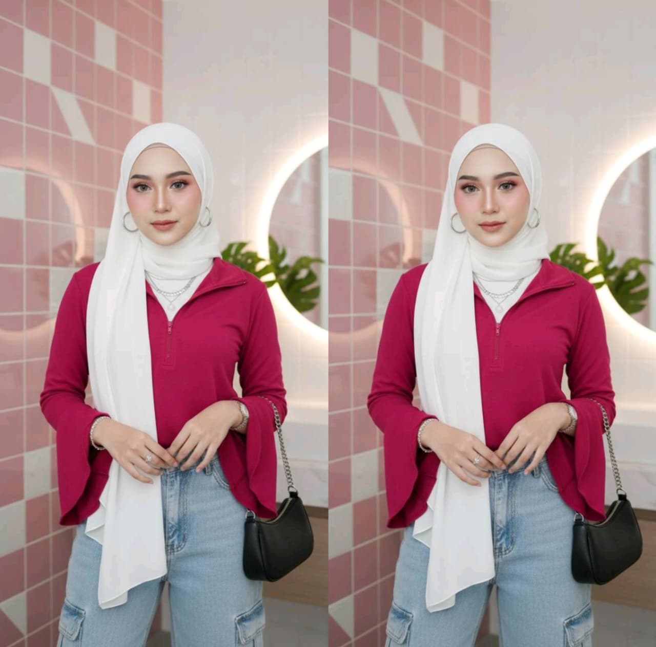 Bathroom Pink + Fashion Hijab Kekinian, Hasil Gemini AI Bikin Foto Terlihat Nyata!