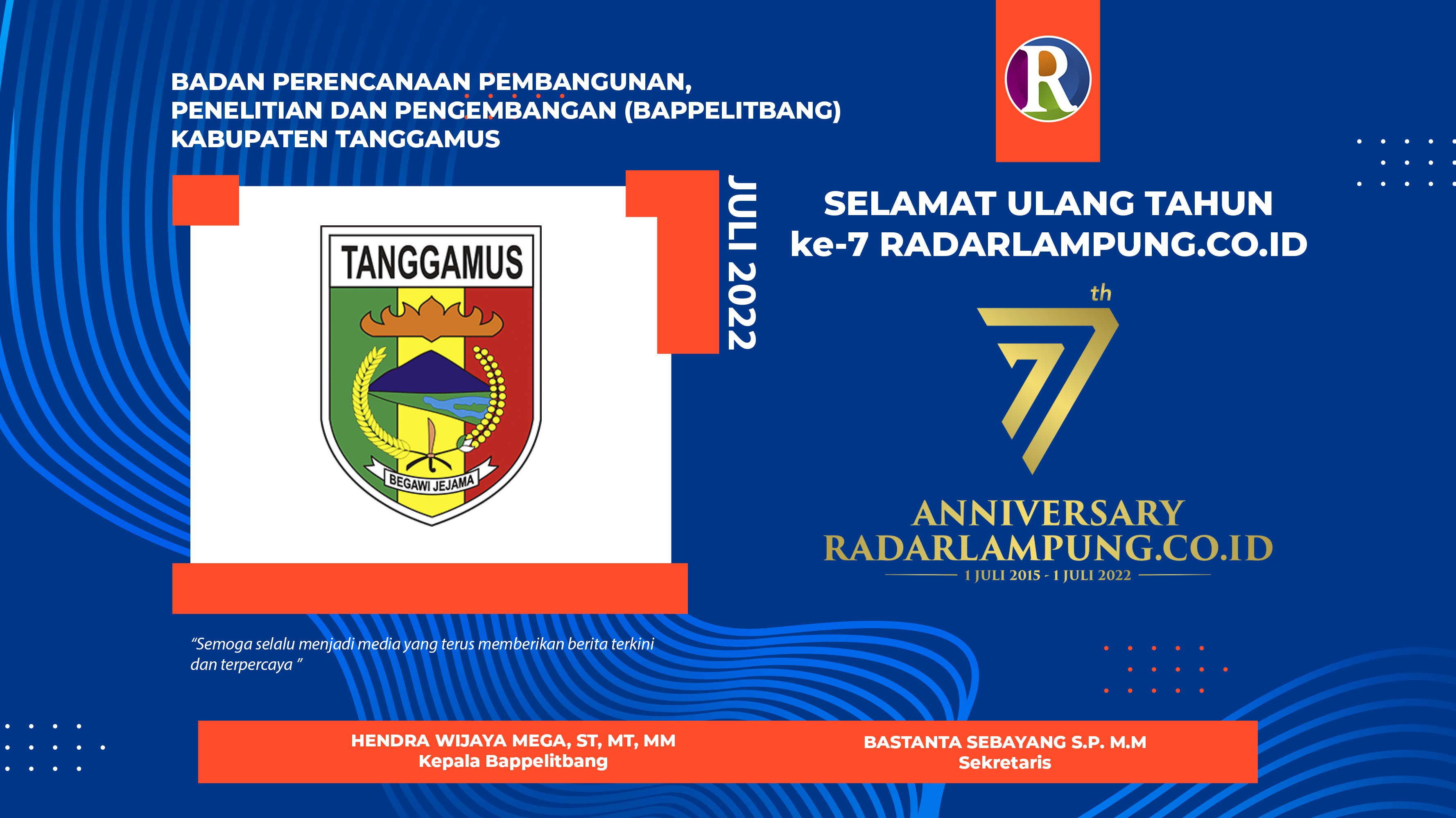 BAPPELITBANG Kabupaten Tanggamus Mengucapkan Selamat Ulang Tahun ke-7 Radarlampung.co.id