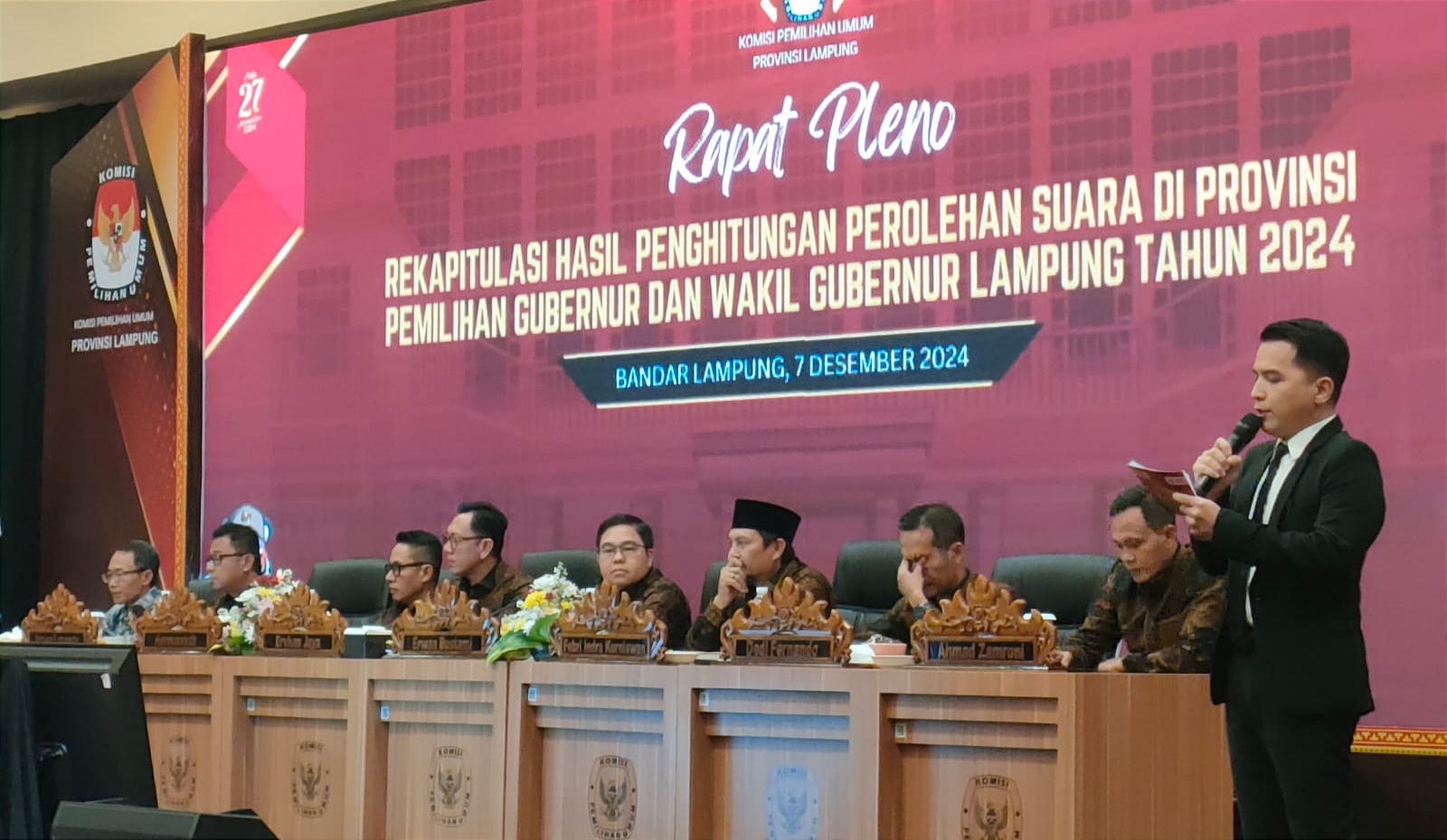 KPU Lampung Gelar Pleno Terbuka Rekapitulasi Hasil Penghitungan Suara Pilgub 2024 