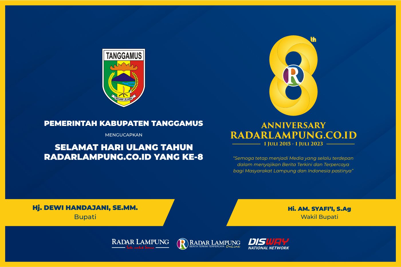 Pemerintah Kabupaten Tanggamus: Selamat Milad Radar Lampung Online ke-8