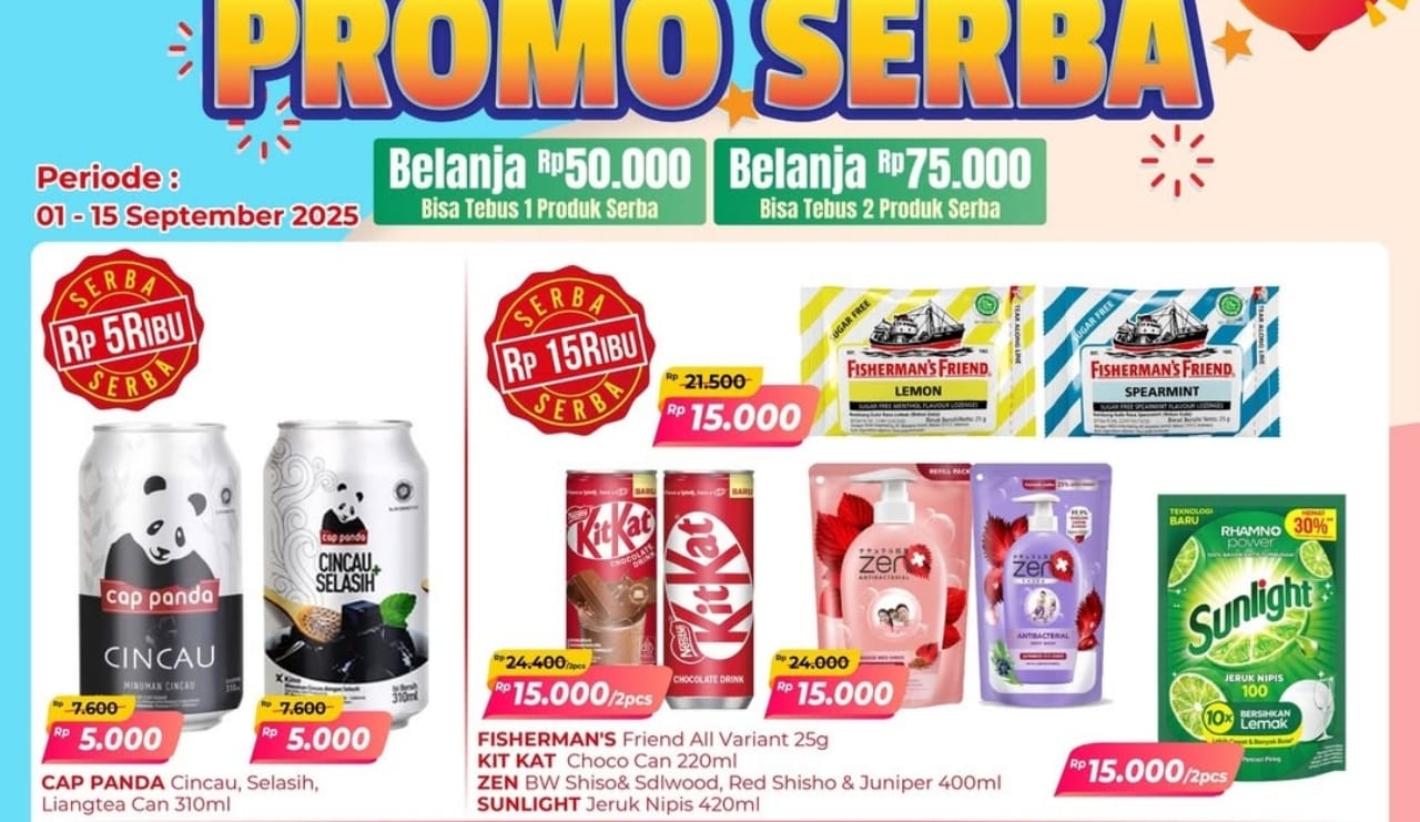 Promo Serba Bikin Untung Sampai 15 September 2025 di Alfamart, Dapatkan Harga Termurah Mulai Rp5 Ribuan