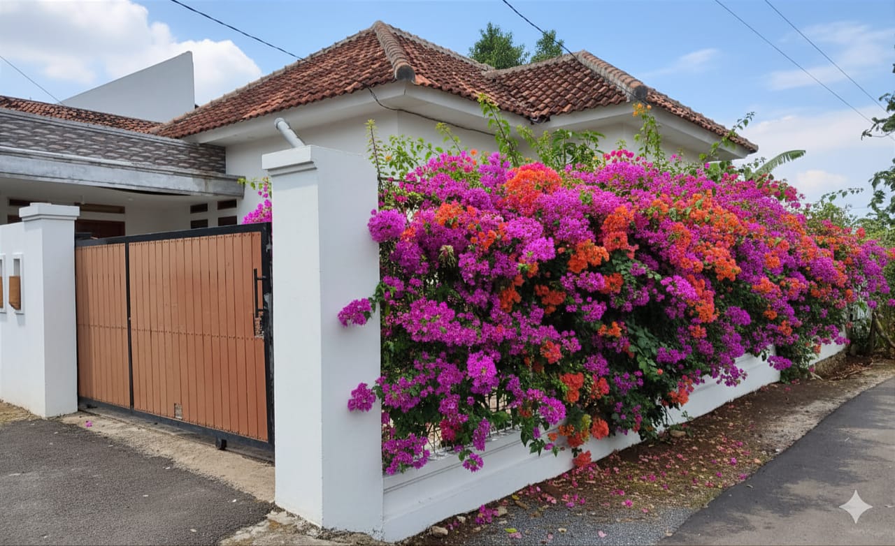 Inspirasi Pagar Hidup Dari Bougenville yang Memperindah Tampilan Rumah 