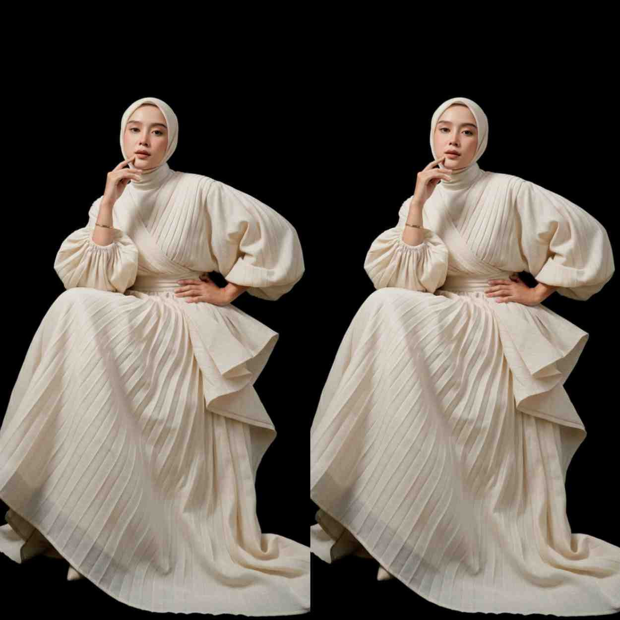 Hasil Gemini AI Ini Bikin Kaget! Potret Editorial Elegan, Model Berhijab Tampil Seperti Haute Couture Icon!