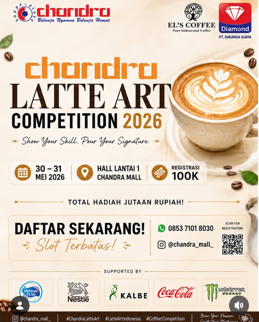 Asah Skill Barista, Chandra Superstore Bakal Gelar Latte Art Competition 2026