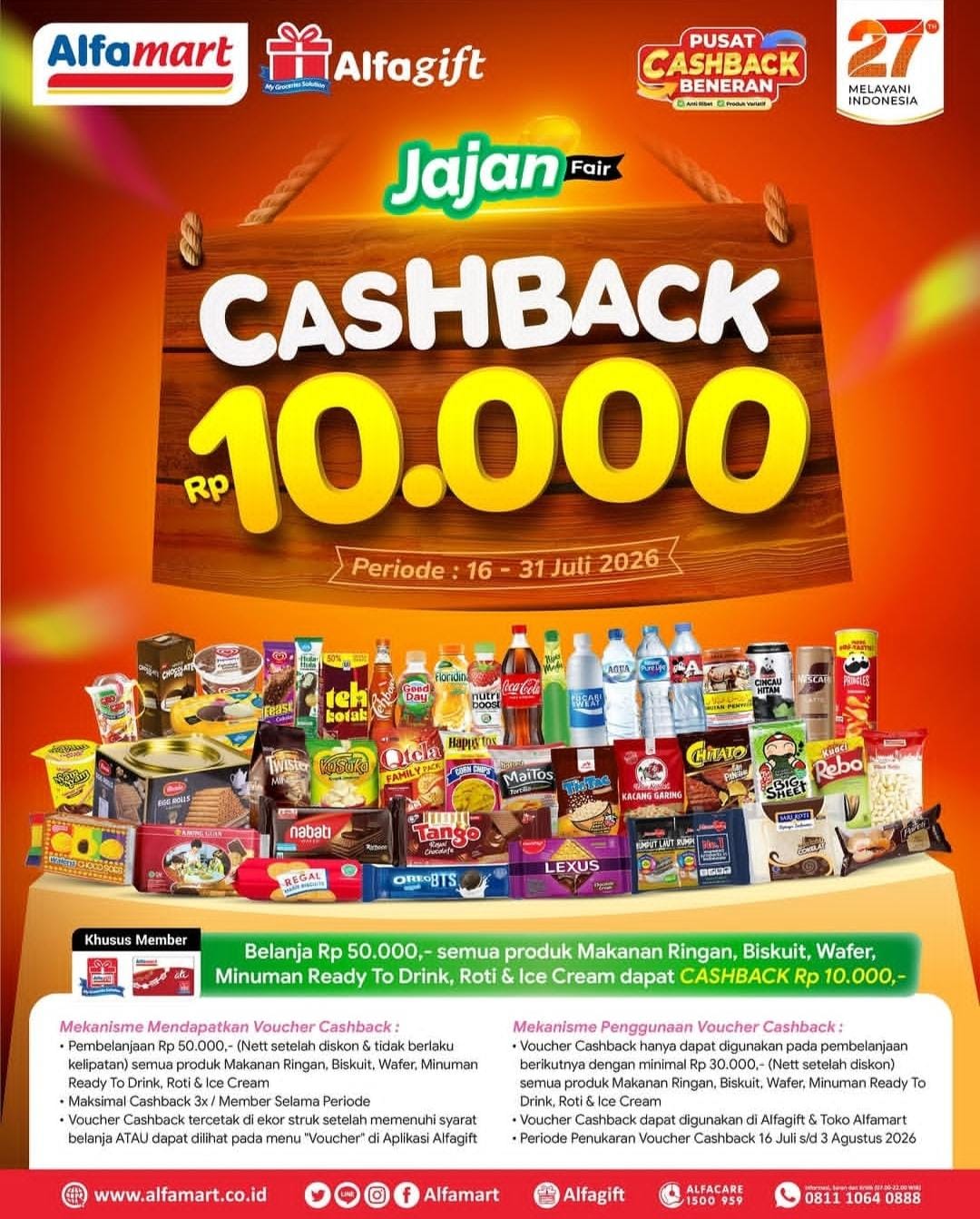 Besok Terakhir, Promo Jajan Fair Alfamart, Tebar Voucher Cashback Rp 10 Ribu