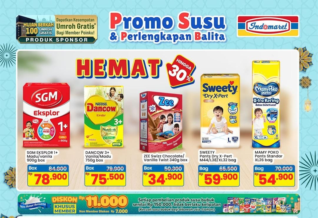 Promo Indomaret Periode 5-18 Maret 2026: Susu dan Perlengkapan Balita Diskon Hingga 30 Persen