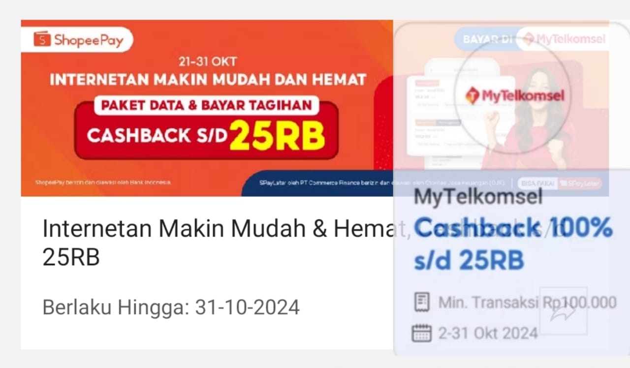 Promo ShopeePay Hari Ini, Dapatkan Cashback Hingga Rp25 Ribu Untuk Setiap Pembelian Pulsa dan Tagihan