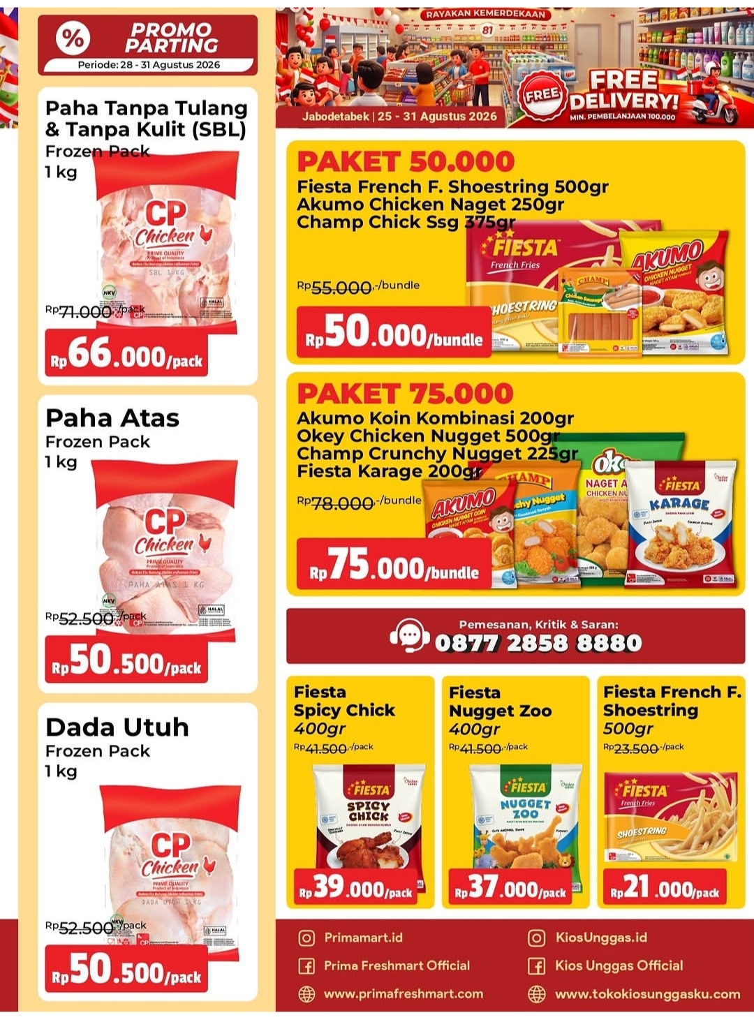 Promo Akhir Bulan Prima Freshmart dan Kios Unggas: Ayam Parting hingga Paket Olahan Frozen Food Banjir Diskon
