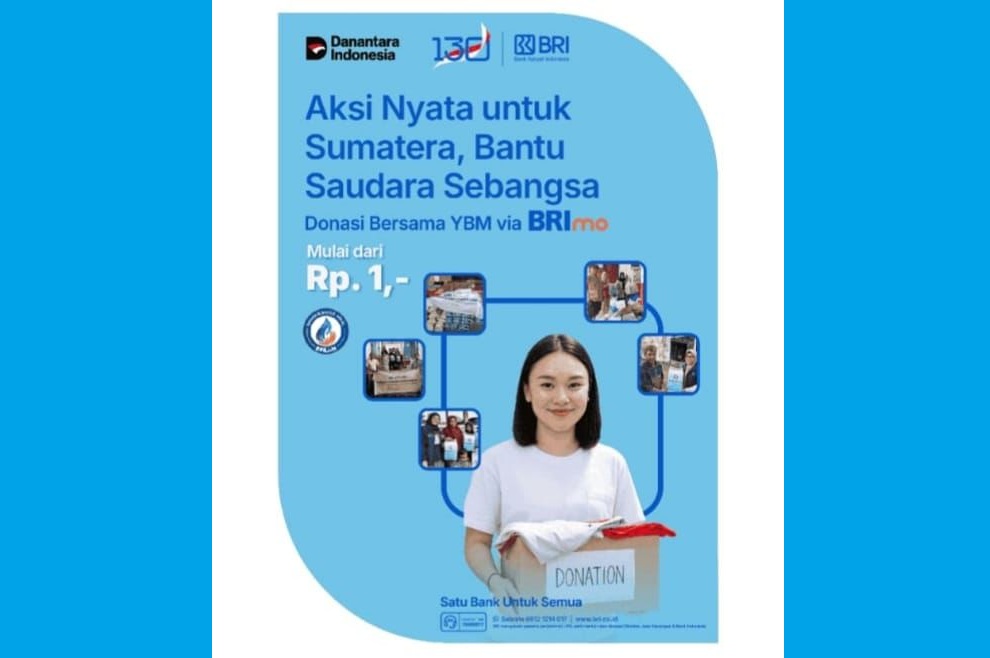 Donasi untuk Korban Bencana Sumatera Kini Bisa Lewat Aplikasi BRImo