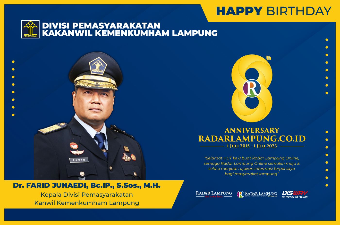 Farid Junaedi: Selamat Ulang Tahun Radar Lampung Online ke-8