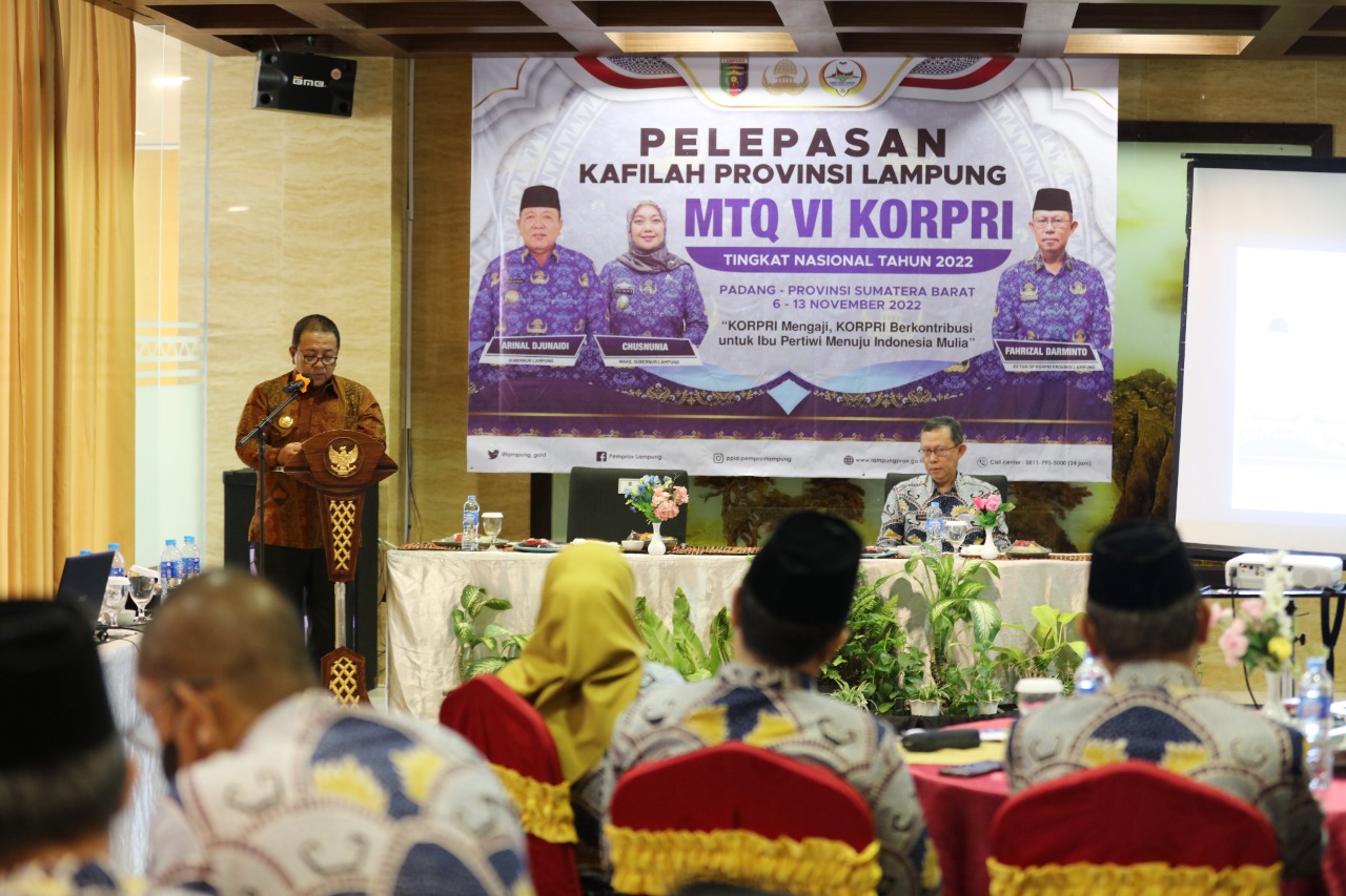 Gubernur Lampung Lepas 17 Kafilah untuk Ikuti MTQ Korpri di Padang