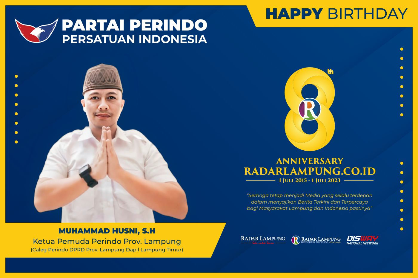 Muhammad Husni: Happy Anniversary Radar Lampung Online ke-8