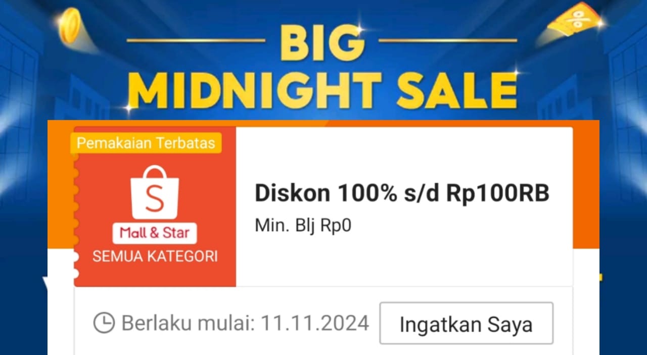 Spesial Shopee 11.11! Dapatkan Diskon 100 Persen Dengan Potongan Harga Belanja Sampai Rp100 Ribu