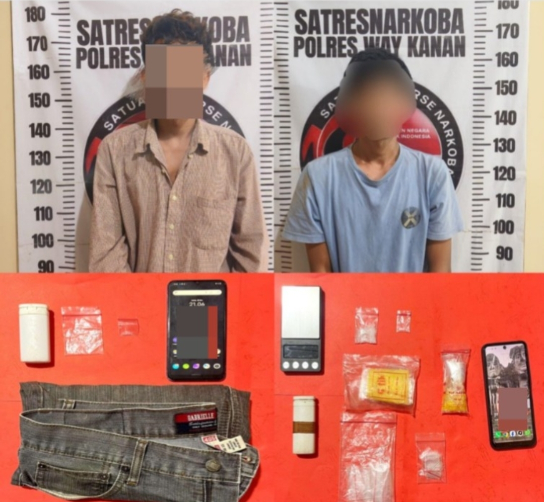 Temukan Serpihan Mirip Sabu Dalam Saku Celana, Polres Way Kanan Ringkus 2 Pria Lampung Ini