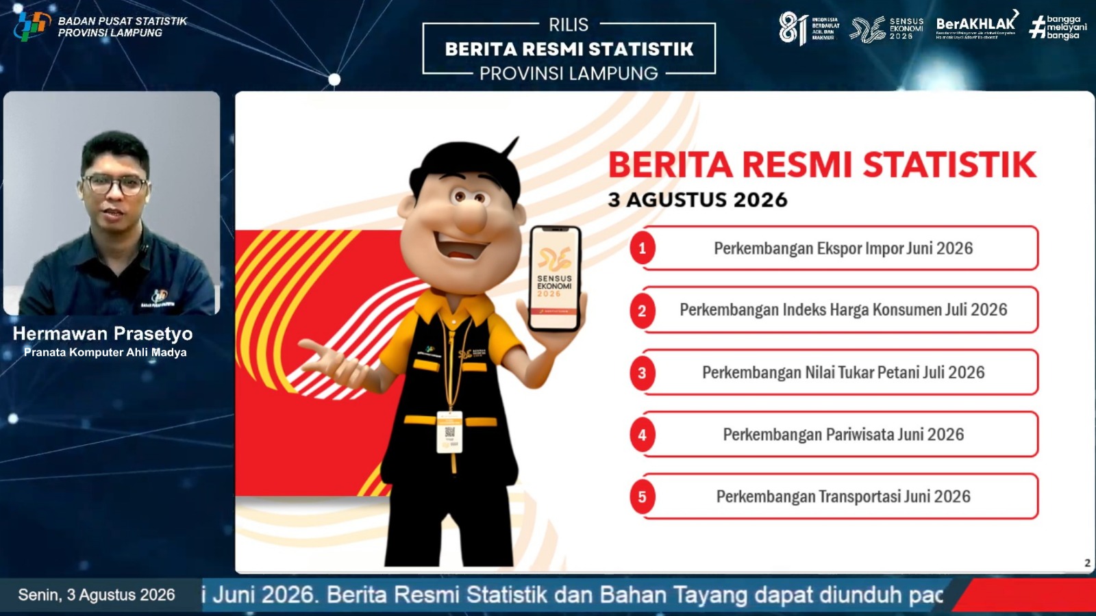 Harga Pangan Turun, Lampung Deflasi 0,49 Persen pada Juli 2026