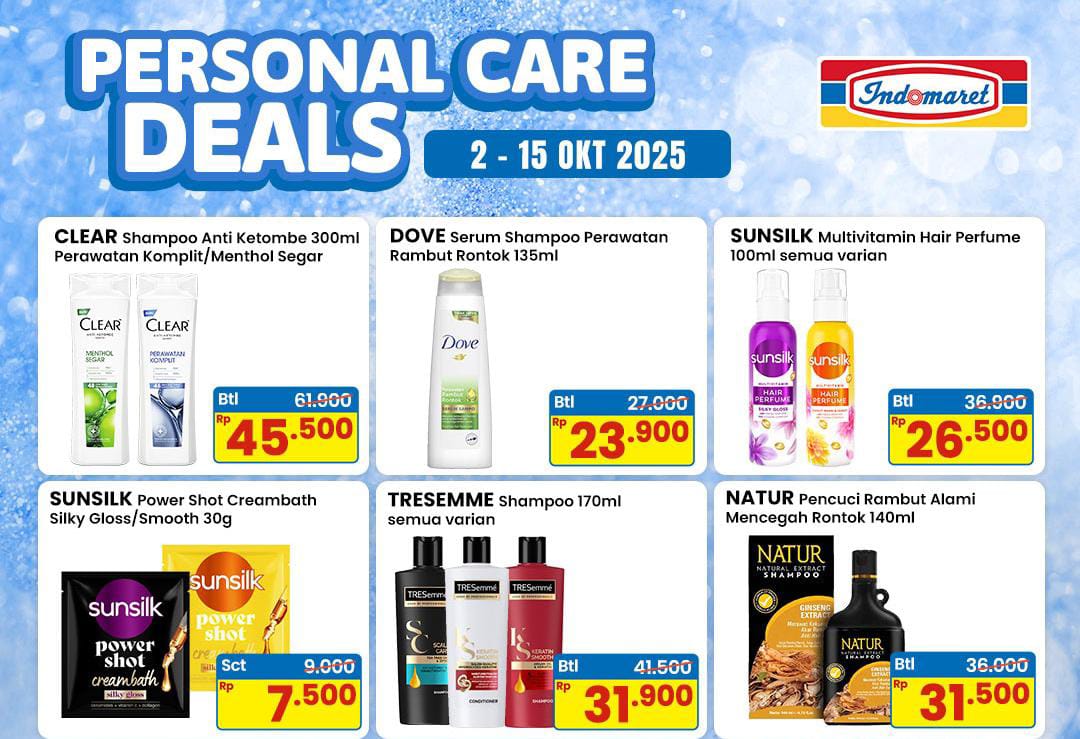 Promo Indomaret Spesial Diskon Shampo Berkilau Anti Ketombe, Perawatan Rambut Makin Hemat 