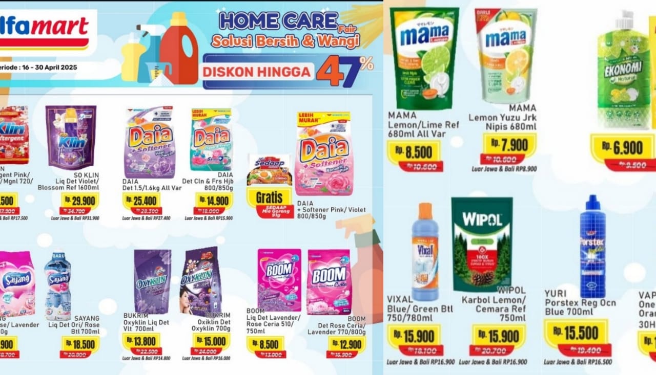Promo Home Care Alfamart Spesial Tanggal Tua, Penuhi Kebutuhan Rumah Dengan Harga Hemat Meski Sudah Gajian