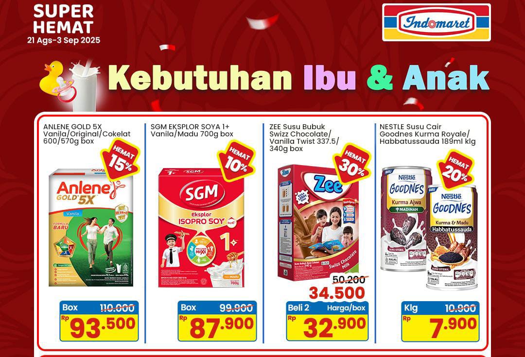 Promo Indomaret Spesial Kebutuhan Ibu dan Anak, Diskon Popok Hingga Susu Paling Hemat 