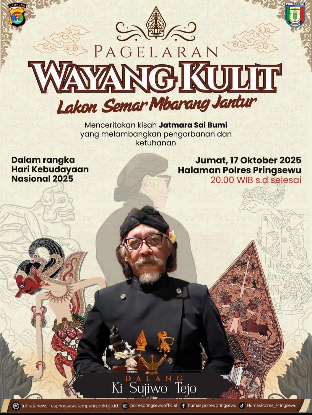 Malam Ini, Budayawan Nyentrik Ki Sujewo Tejo Bakal Tampil Di Pringsewu Cultural Festival Kapolres Cup II