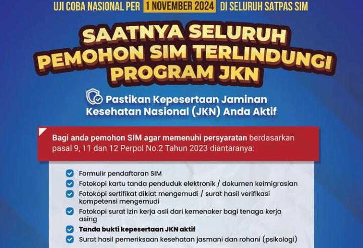 Aturan Terbaru! Pembuatan SIM Wajib Lampirkan Tanda Kepesertaan JKN Aktif