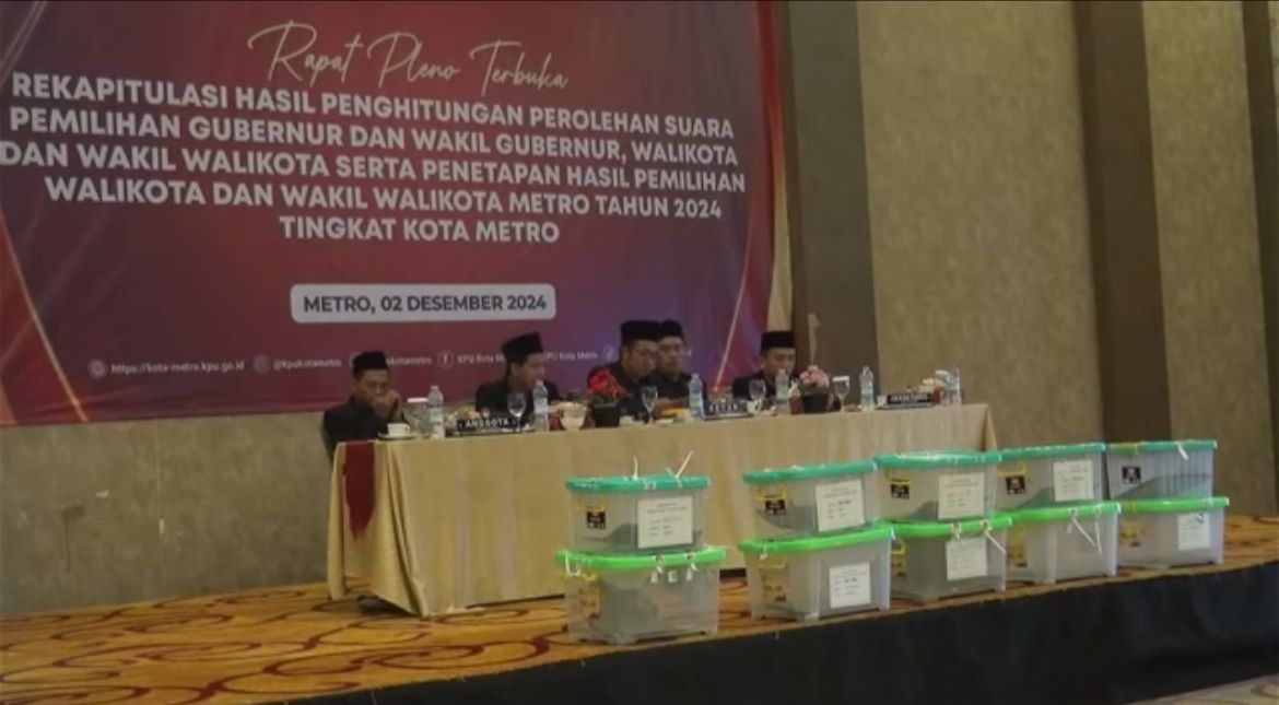 Hasil Pleno KPU Kota Metro, suara Bambang-Rafieq Unggul