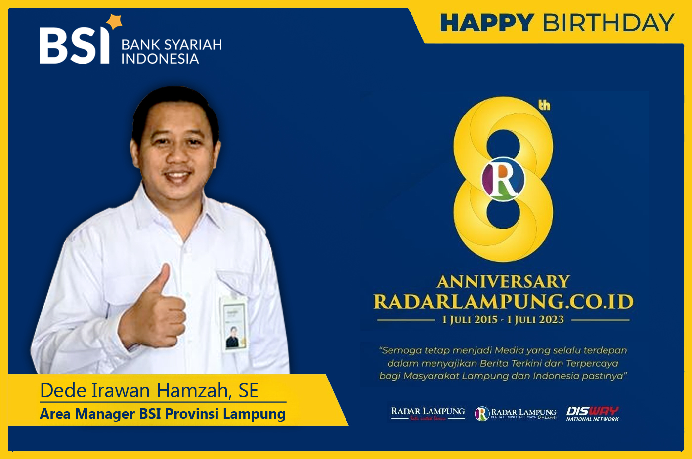 Dede Irawan Hamzah: Selamat Ulang Tahun ke 8 Radar Lampung Online