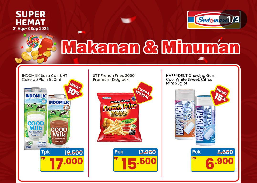 Promo Panen Indomaret Makanan Minuman! Diskon Super Hemat Hari Ini