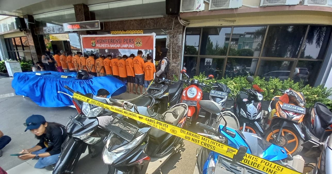 September Ini Polisi Ringkus 13 Tersangka Curanmor yang Beraksi di Kota Bandar Lampung