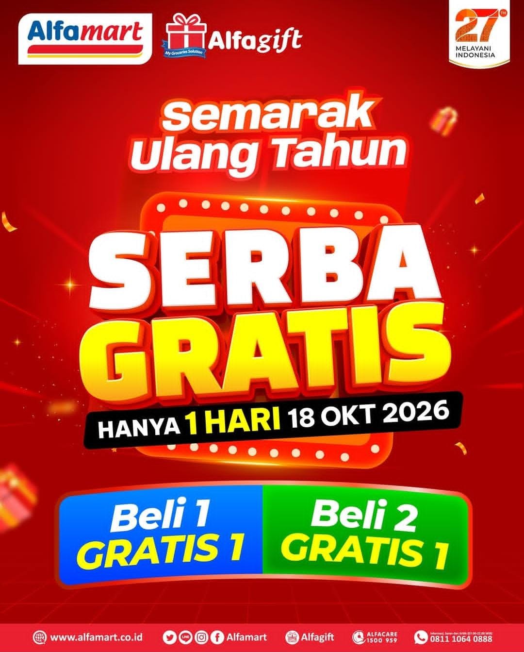 Banjir Promo Ulang Tahun Alfamart, Ini Daftar Produk Serba Gratis