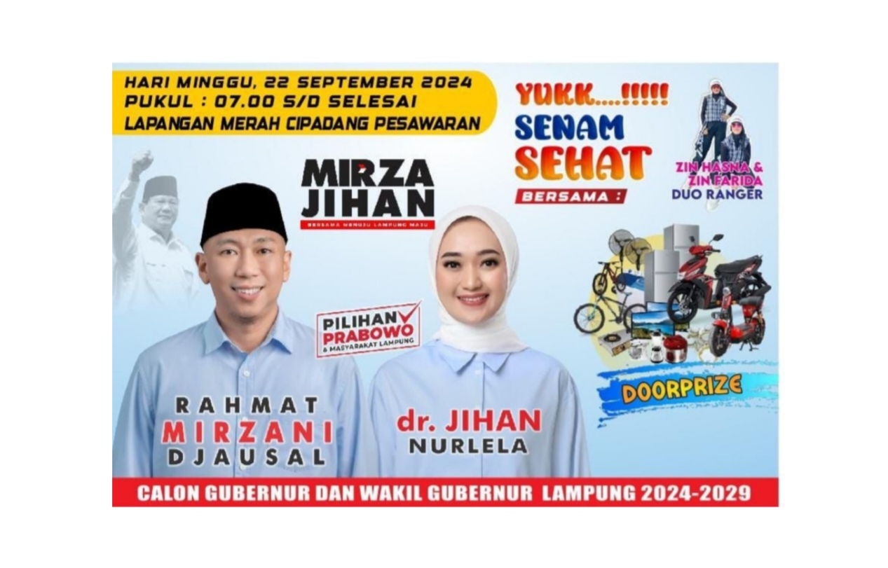 Jangan Lewatkan! Mirza-Jihan Gelar Senam Sehat di Pesawaran, Ada Doorprize Menarik Loh