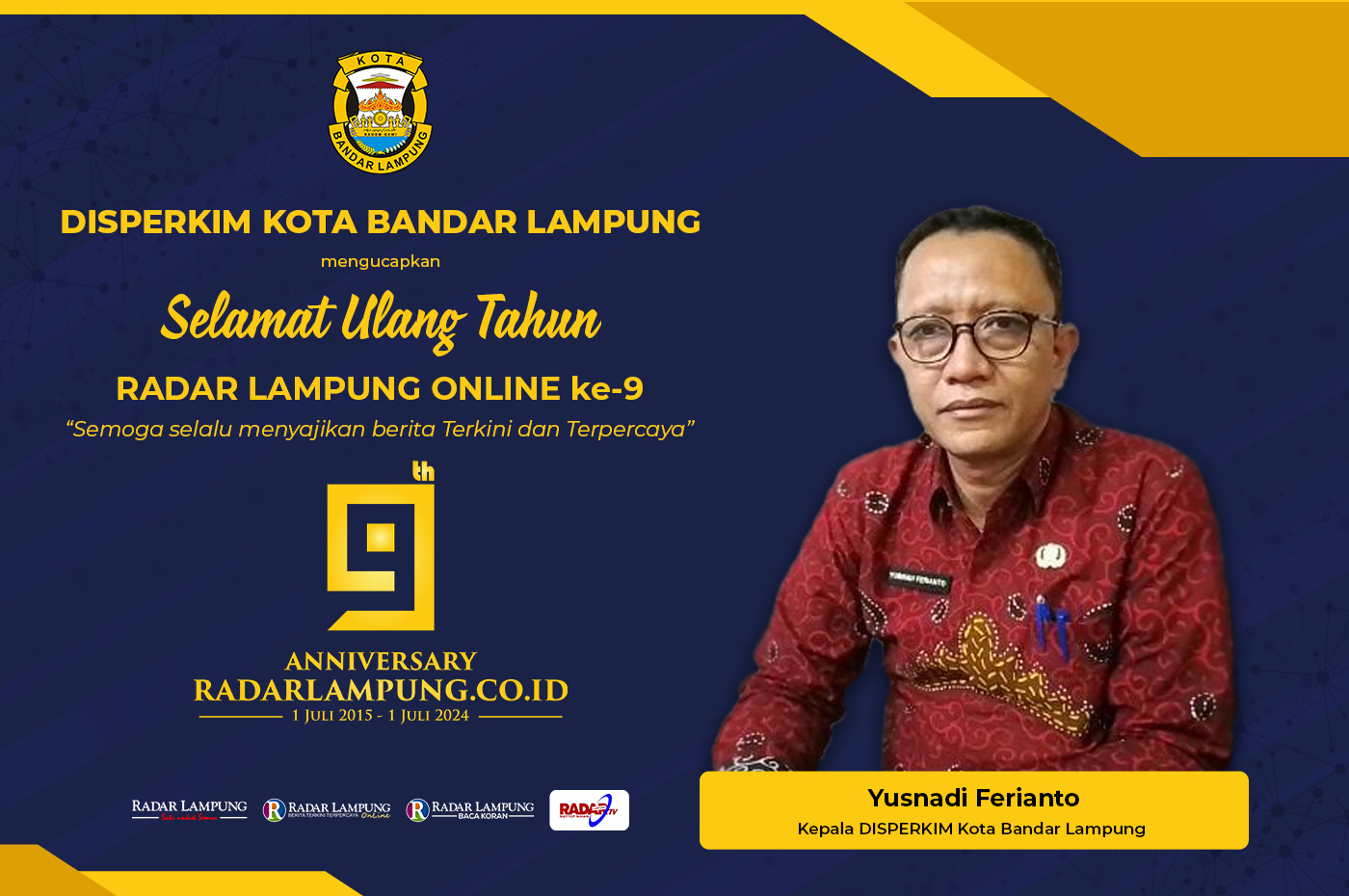 Disperkim Kota Bandar Lampung: Selamat Hari Jadi Radar Lampung Online ke-9