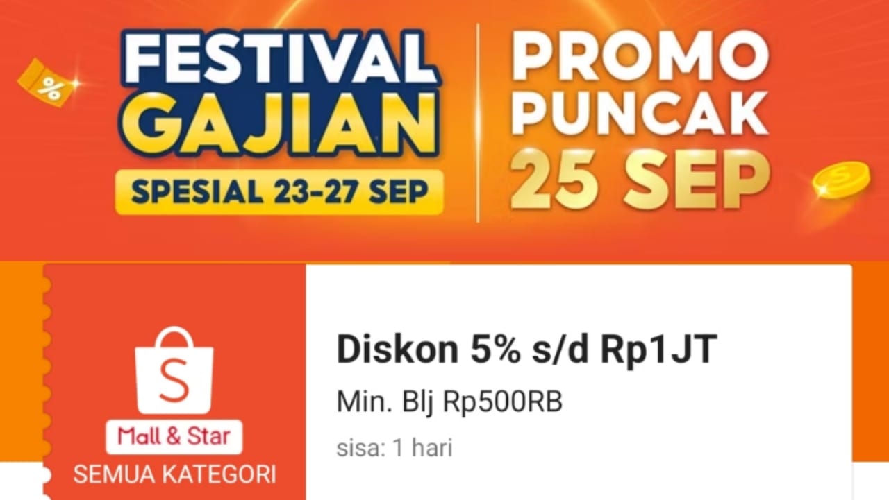 Promo ShopeePay Hari Ini, Dapatkan Diskon 5 Persen Sampai Dengan Rp1 Juta, Cek Syarat dan Ketentuan