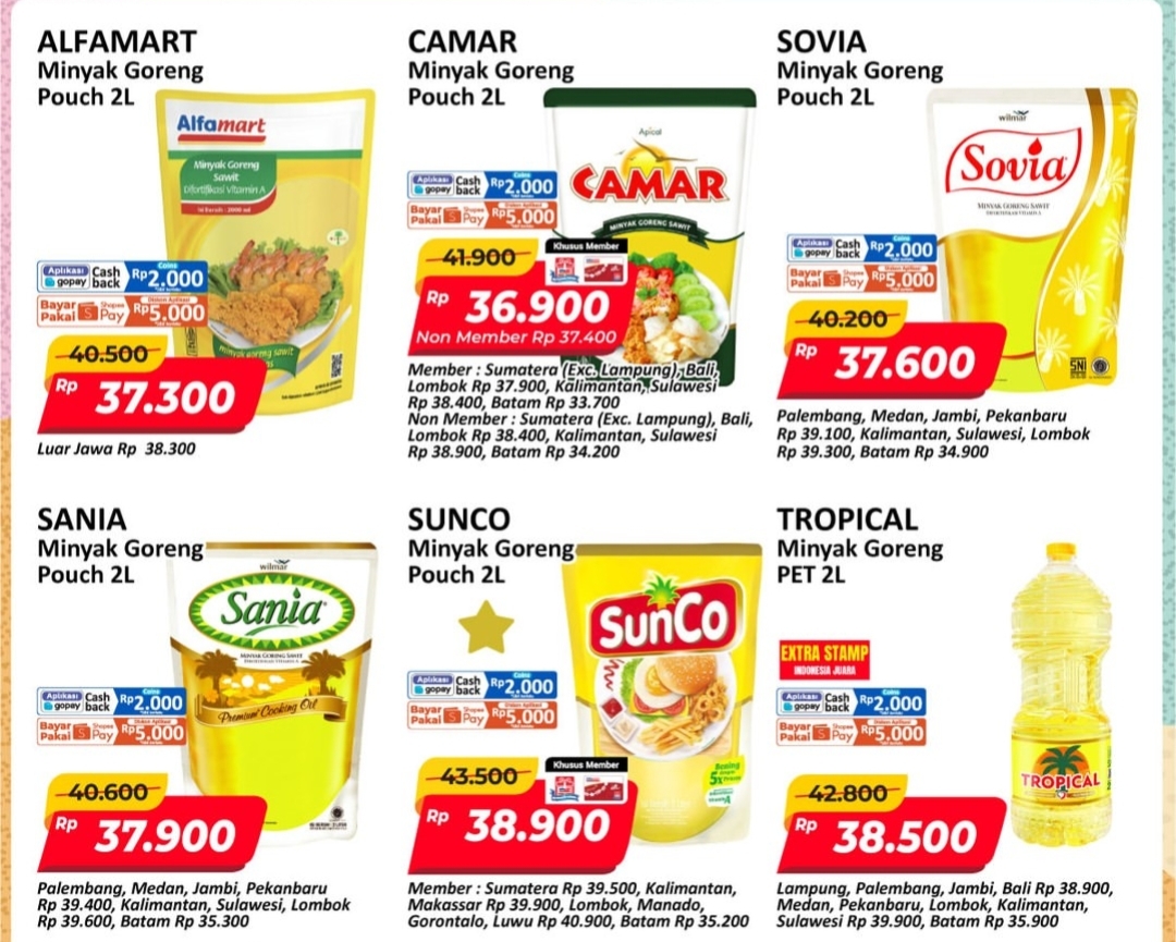 Dari Sovia sampai Tropical, Deretan Minyak Goreng Dalam Promo JSM Alfamart 14-16 November 2025