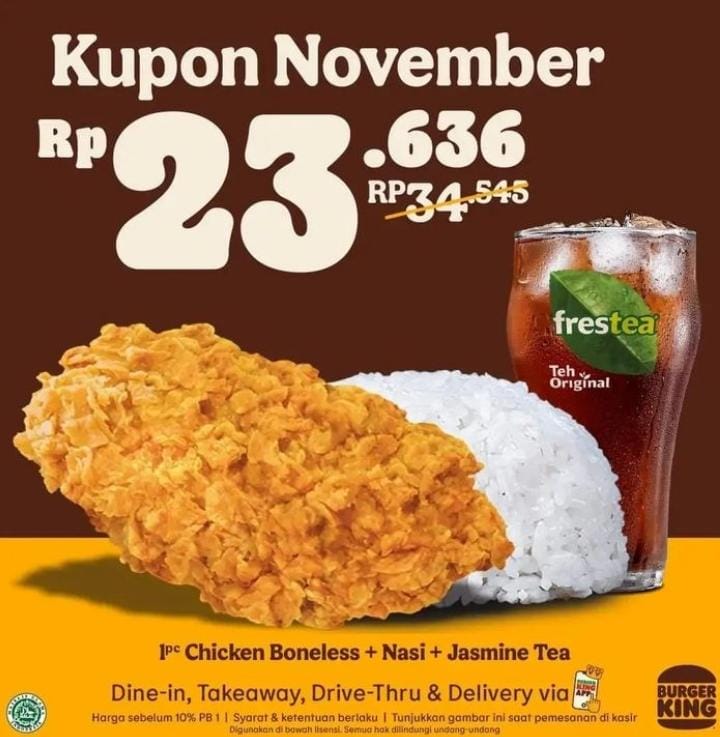 Promo Kupon Bulan November 2022 Burger King Antasari Lampung