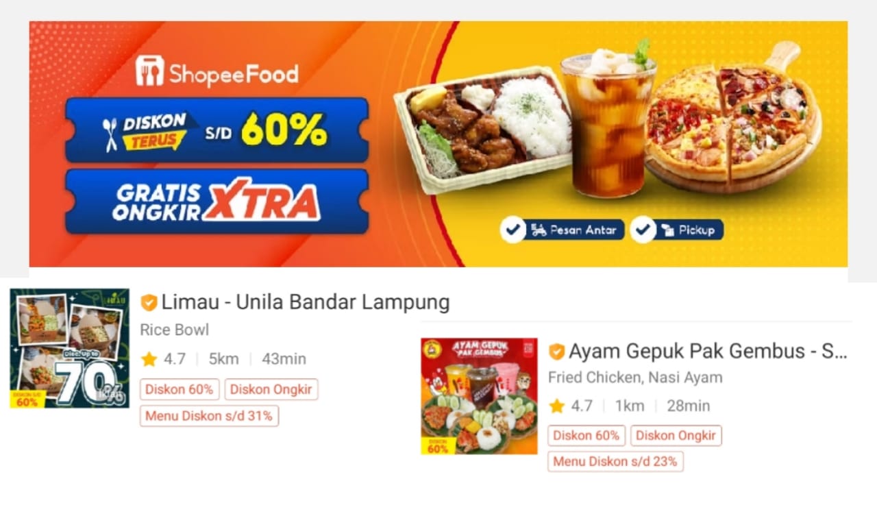 Nikmati Diskon Makan di Restoran Hingga 60 Persen Dengan Gratis Ongkir Extra di ShopeeFood, Klaim Vouchernya!