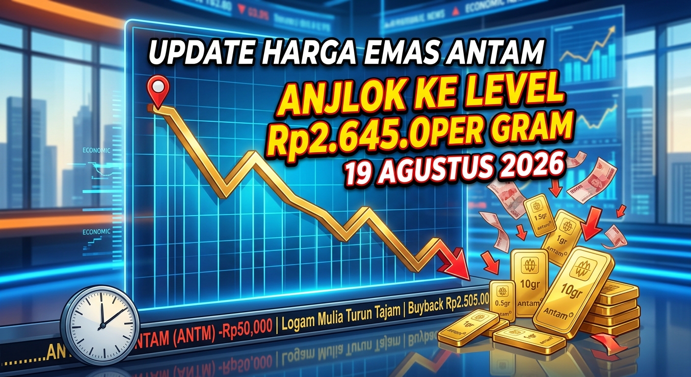 Update Harga Emas Antam 19 Agustus 2026: Anjlok Ke Level Rp2.645.000 per Gram