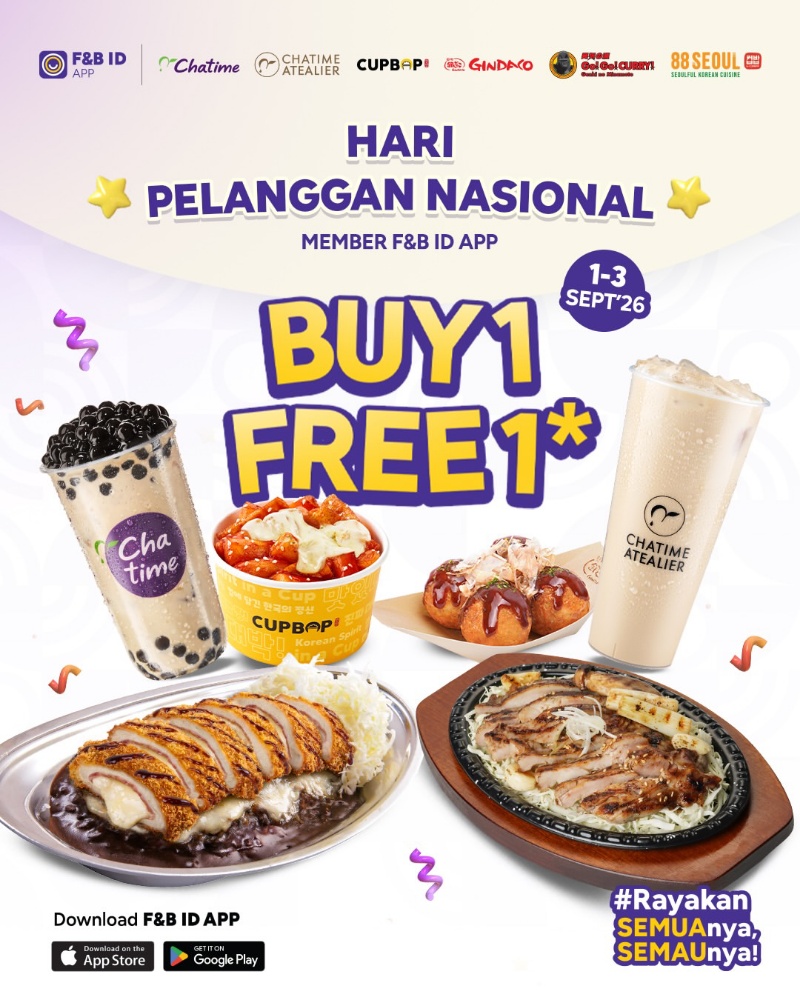 Banjir Promo, Chatime Beli 1 Gratis 1 Hari Pelanggan Nasional 2026 Untuk Pembelian Instore F&B ID App