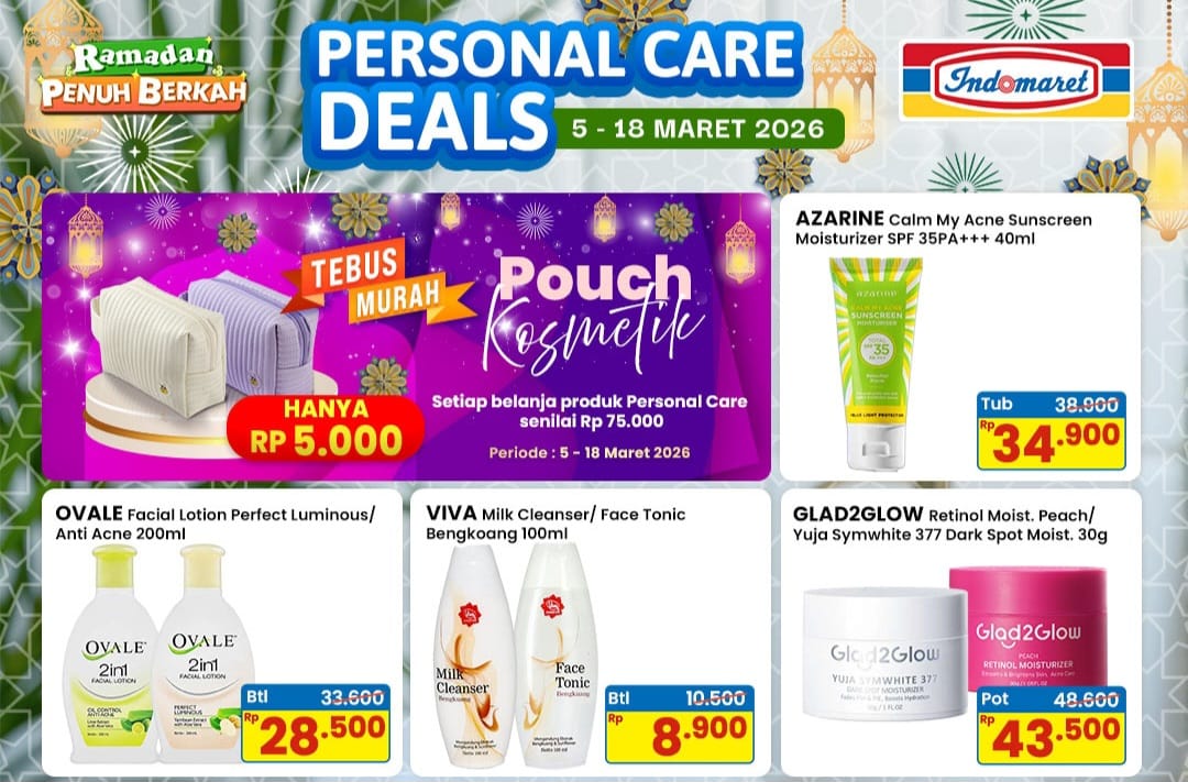 Daftar Promo Indomaret Personal Care Ramadan 2026, Azarine, Emina hingga Pond’s Diskon Spesial