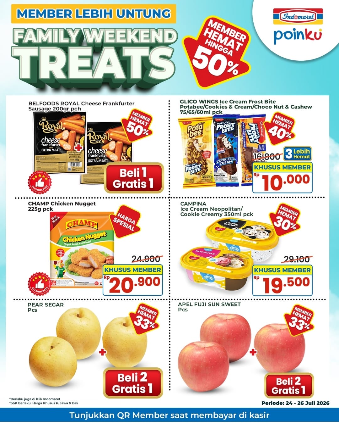 Promo Indomaret 24-26 Juli 2026: Diskon 50 Persen dan Beli 1 Gratis 1