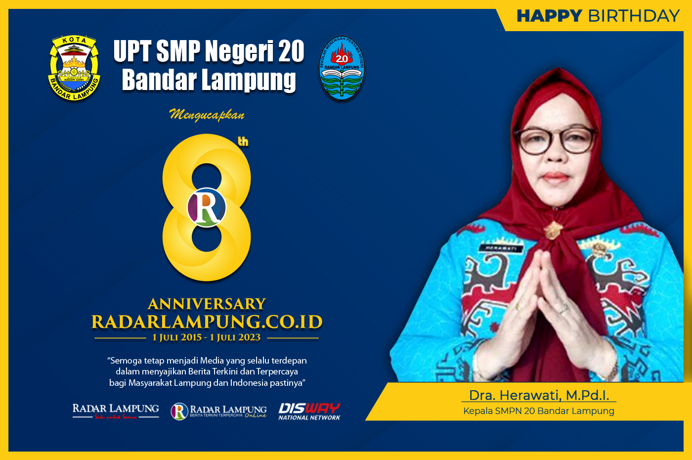 Herawati: Selamat dan Sukses HUT ke 8 Radar Lampung Online